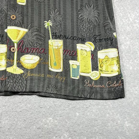 Tommy Bahama Shirt Mens Size Medium Gray Silk Button Up Hawaiian Relaxed Colada - Picture 5 of 11